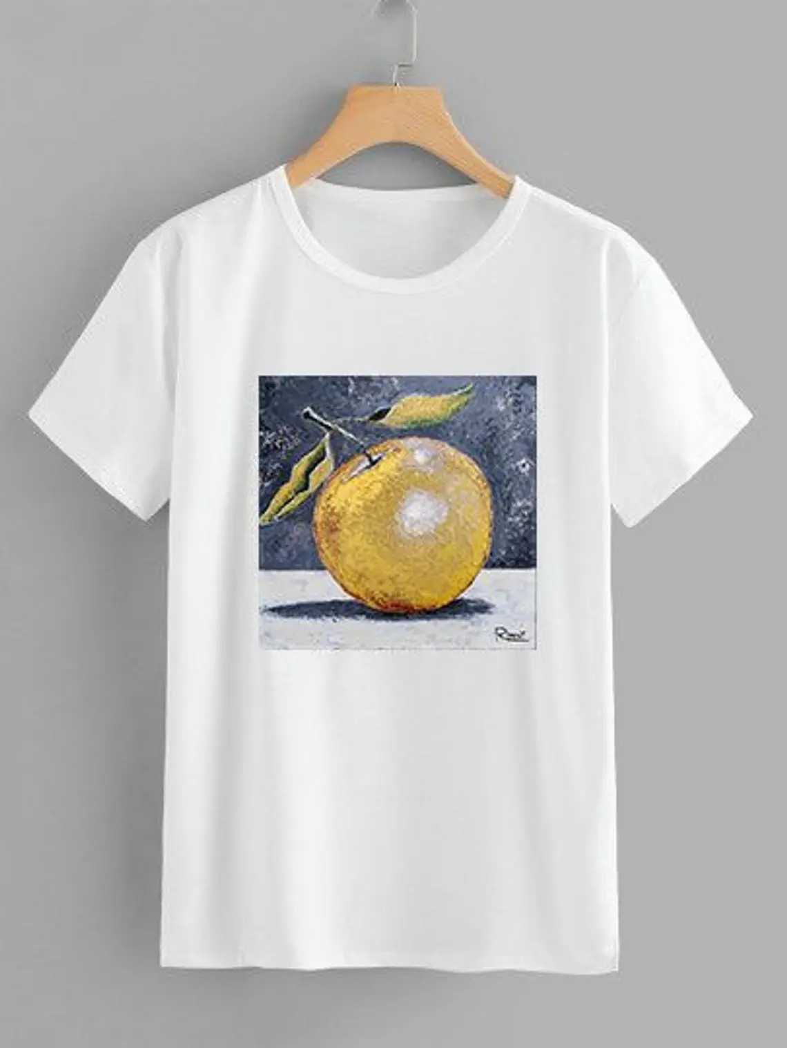 T-shirt - Art painting - Golden apple - White