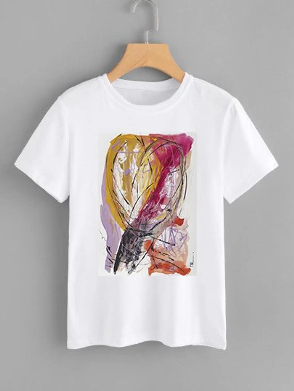 T-shirt - Art painting - Tulip - White