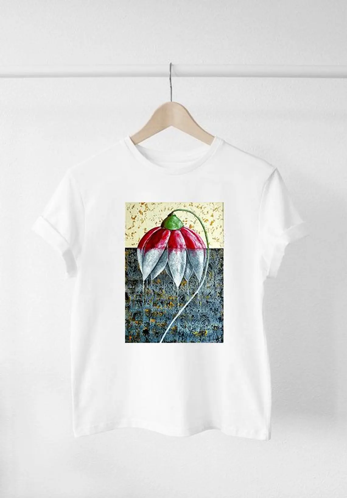 T-shirt - Art painting - Flower - White