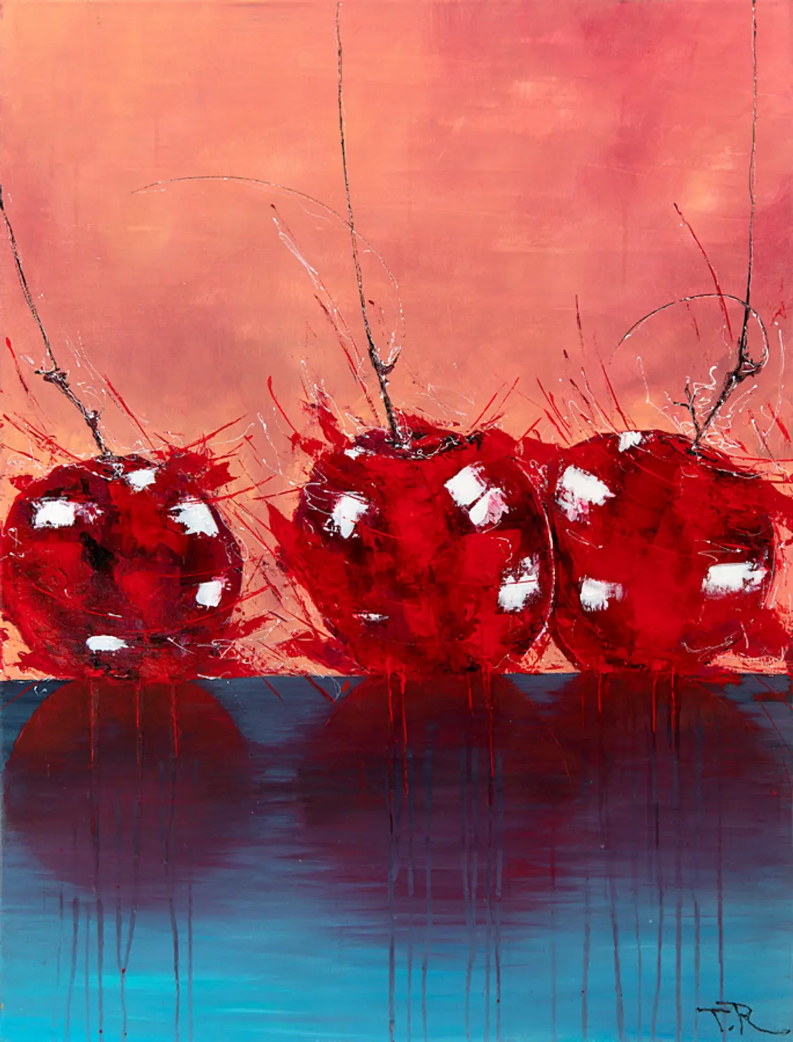 Painting,Red,Modern art,Flower