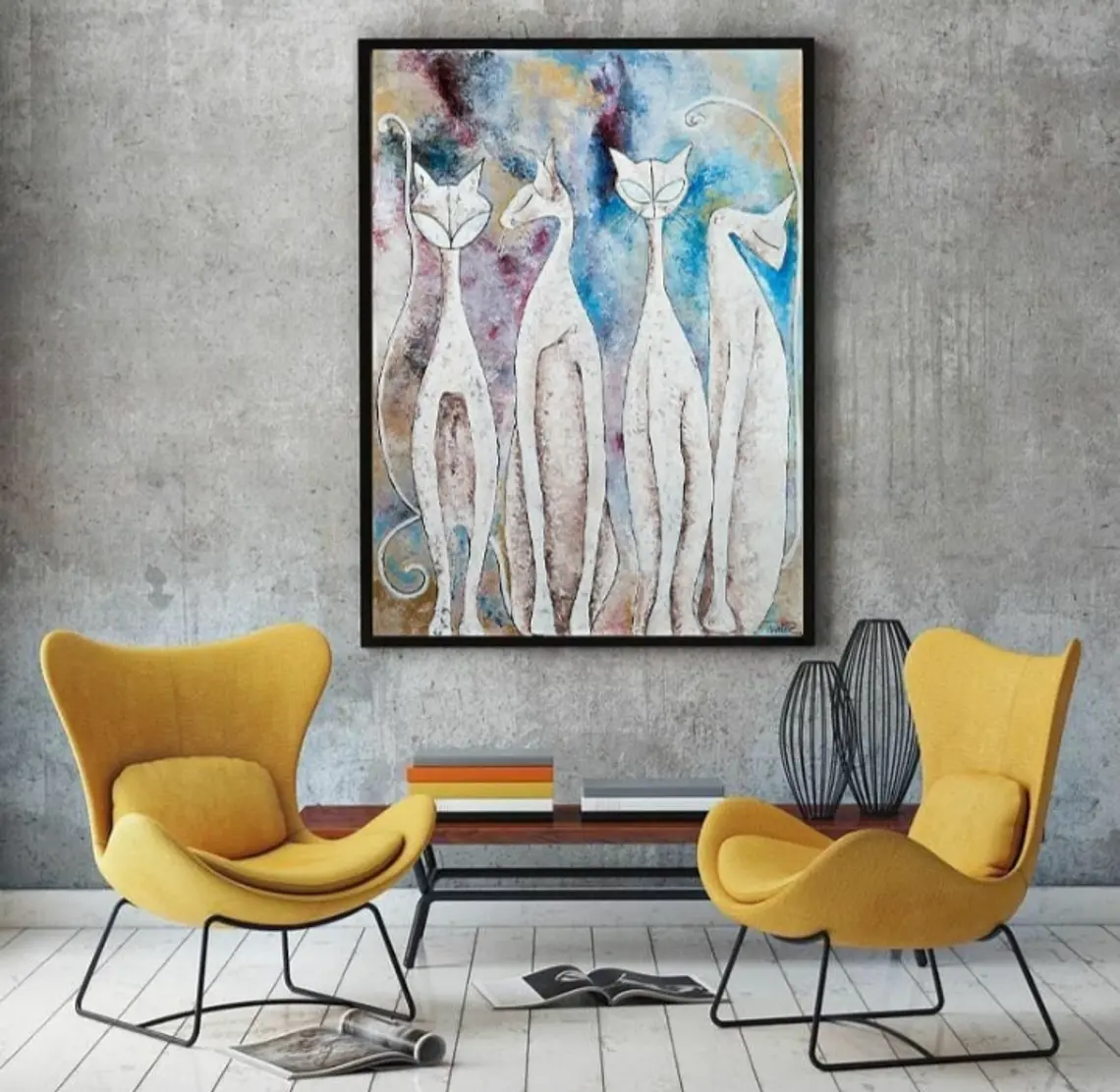 Modern art,Furniture,Painting,Room,Interior design,Wall